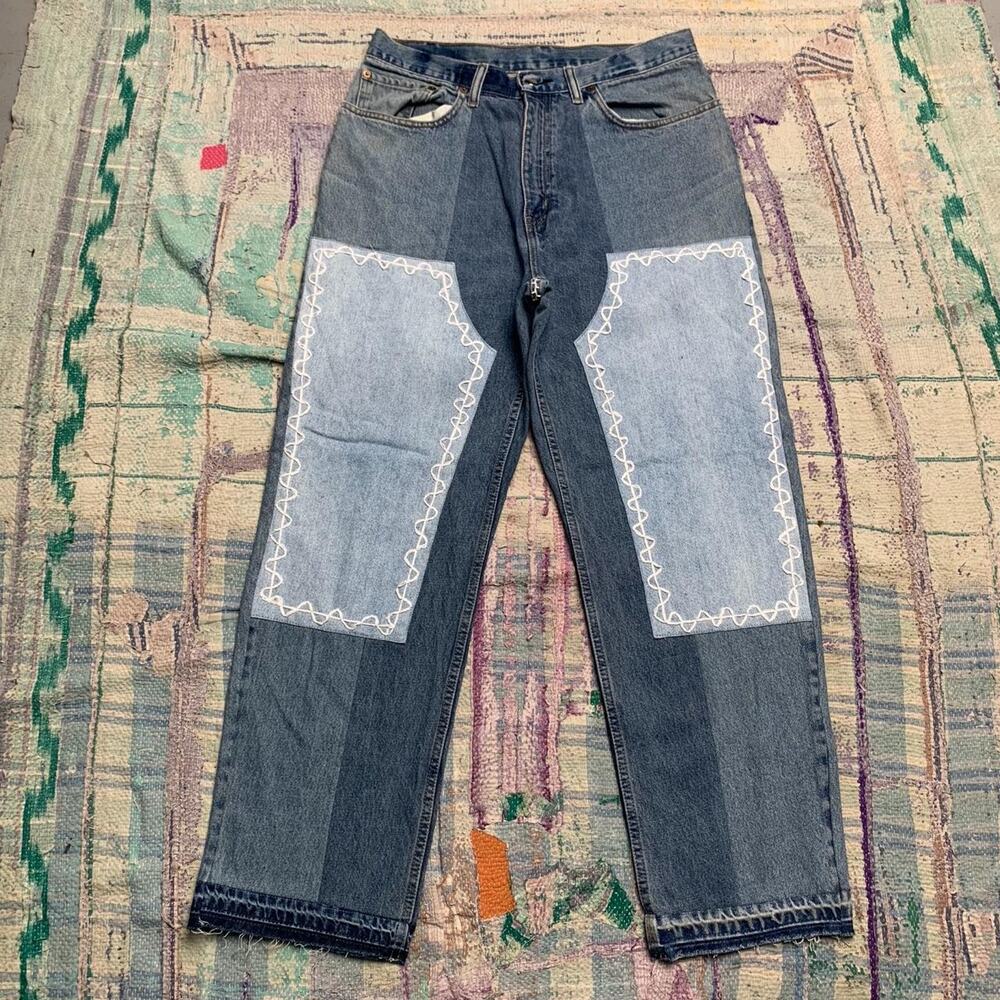 Custom Upcycled double knee jeans 32x30